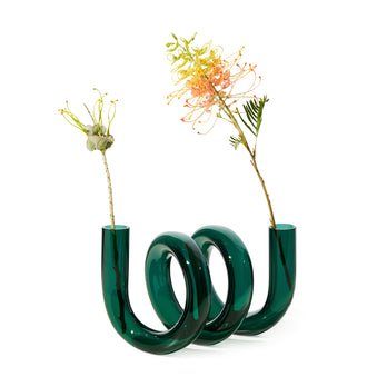 MoMA Curly Glass Vase, Teal