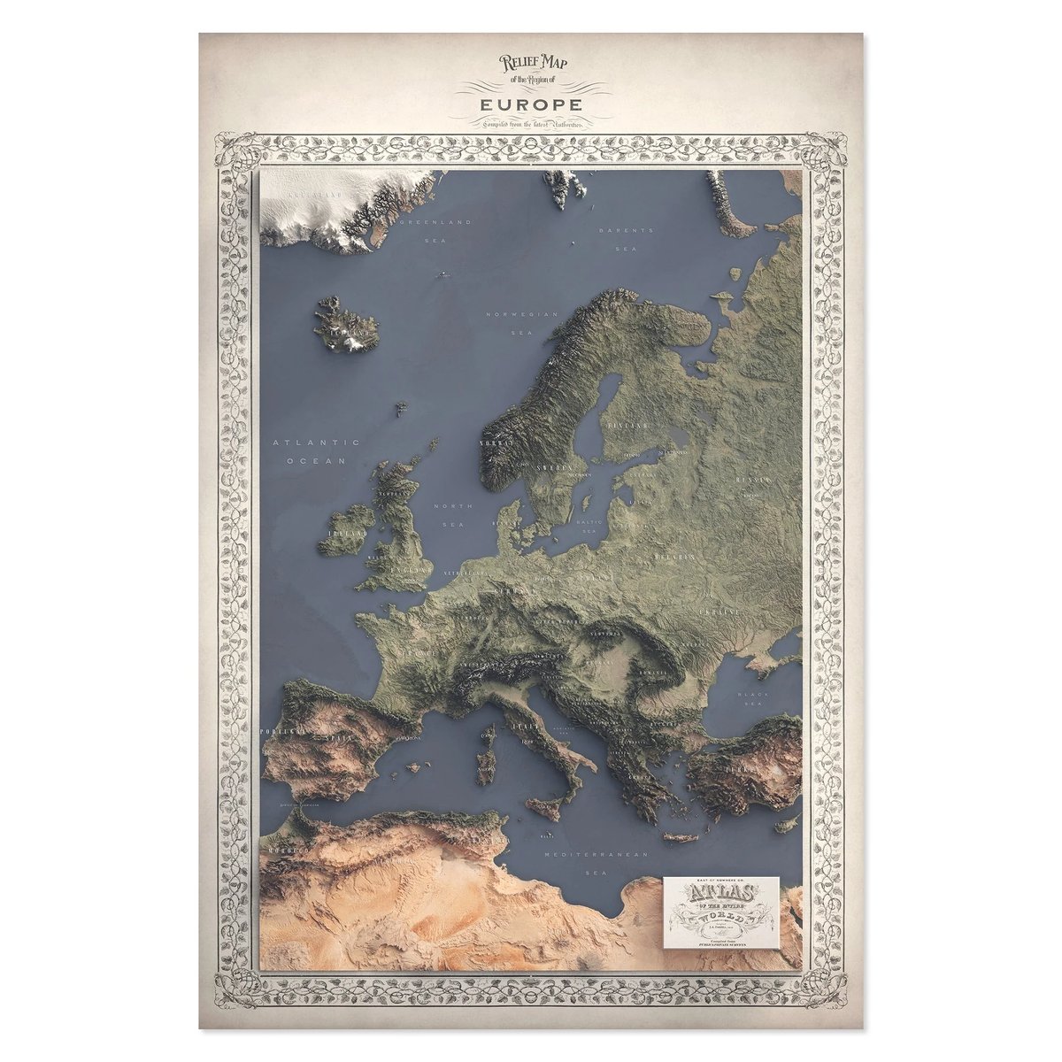 East of Nowhere Europe (Atlas) map poster