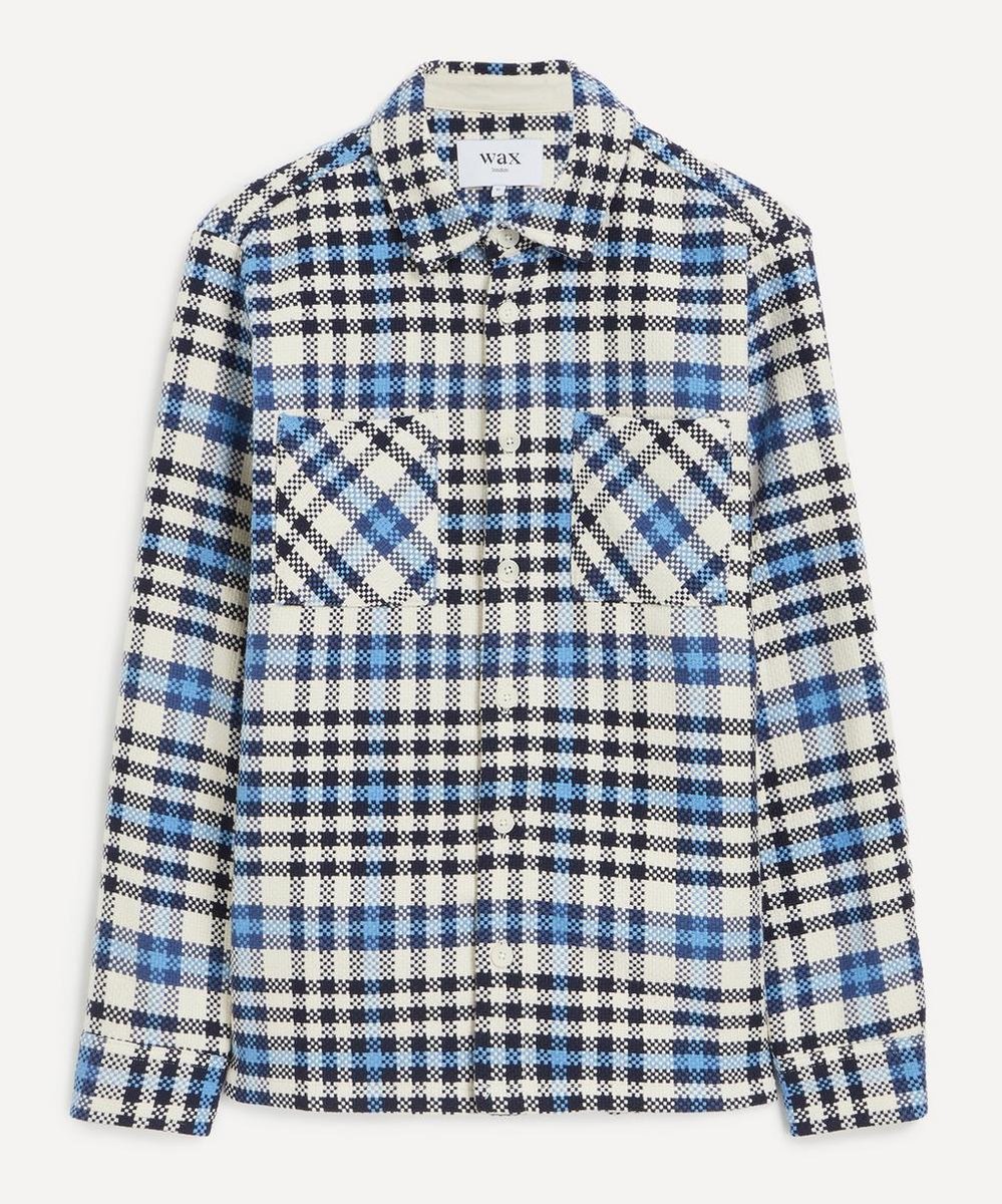 Wax London Whiting Ecru/Blue Strand Check Overshirt